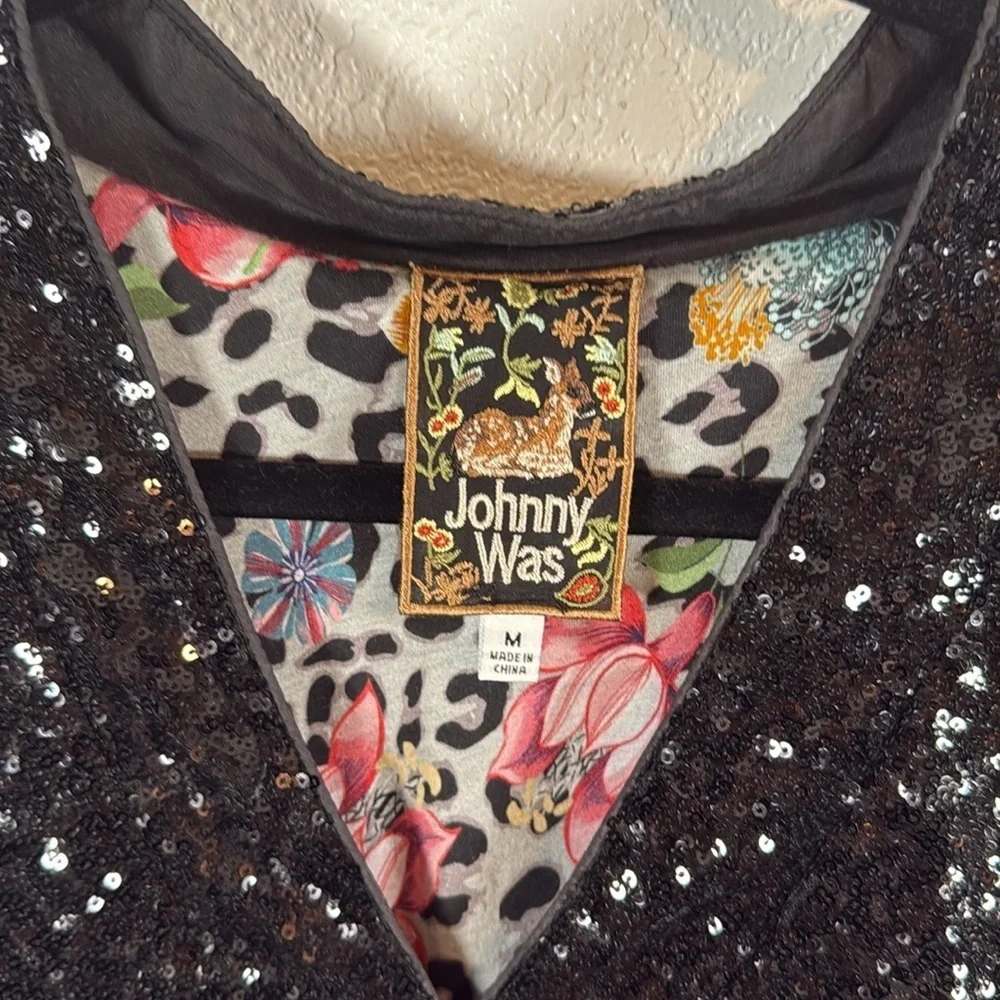 Johnny Was Ratana Ombre Black to Green Sequin Mini Dress with Pockets Size Med - Picture 5 of 10